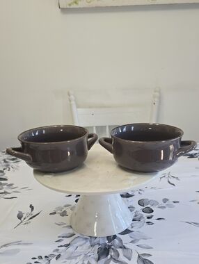 Member's Mark Set Of 2 Gray Stoneware Soup Bowls With Handles